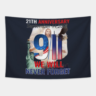 September 11 Memorial Tribute with Statue of Liberty and Eagle Art Tapestry