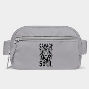 Savage Soul Lion Head Powerful Motivational Quote Black. Bag