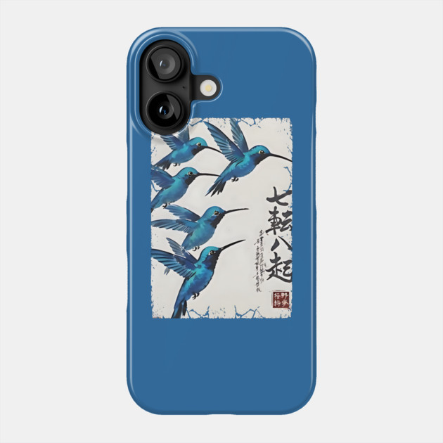 Beautiful Blue Hummingbirds of Happiness Japanese style art Phone Case by Luxinda