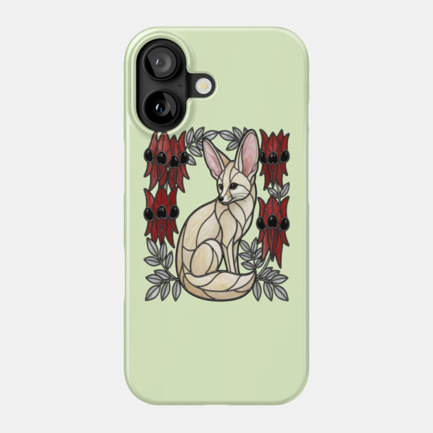 Stained Glass Fennec Fox Desert Floral Art Phone Case by BirdsnStuff