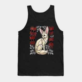 Stained Glass Fennec Fox Desert Floral Art Tank Top