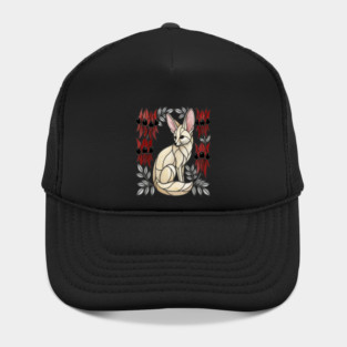 Stained Glass Fennec Fox Desert Floral Art Hat