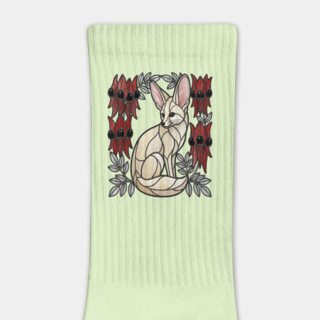 Stained Glass Fennec Fox Desert Floral Art by BirdsnStuff