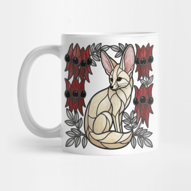 Stained Glass Fennec Fox Desert Floral Art by BirdsnStuff