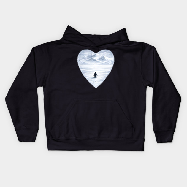 Antarctic Penguin Love Heart Kids Hoodie by ArtistTee ⭐⭐⭐⭐⭐