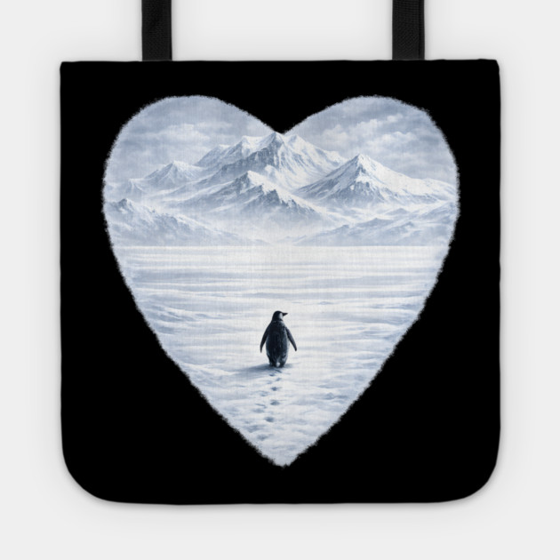 Antarctic Penguin Love Heart Tote by ArtistTee ⭐⭐⭐⭐⭐