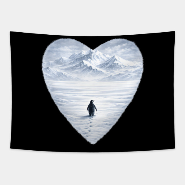 Antarctic Penguin Love Heart Tapestry by ArtistTee ⭐⭐⭐⭐⭐