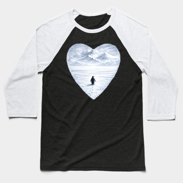 Antarctic Penguin Love Heart Baseball T-Shirt by ArtistTee ⭐⭐⭐⭐⭐