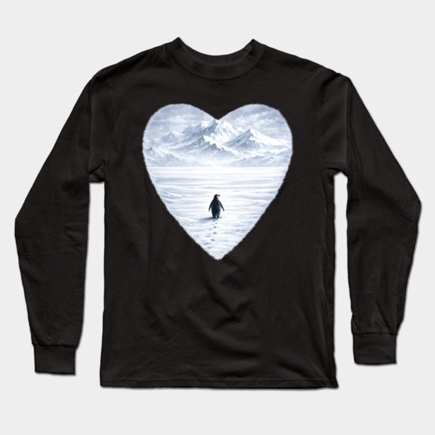 Antarctic Penguin Love Heart Long Sleeve T-Shirt by ArtistTee ⭐⭐⭐⭐⭐