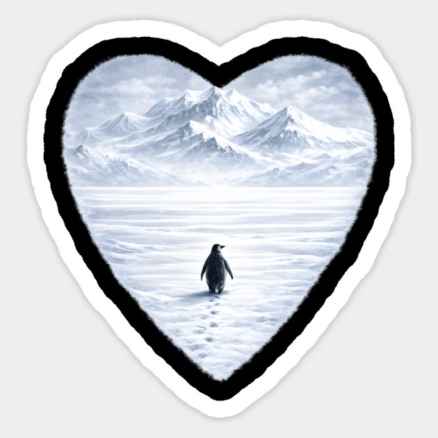 Antarctic Penguin Love Heart Sticker by ArtistTee ⭐⭐⭐⭐⭐