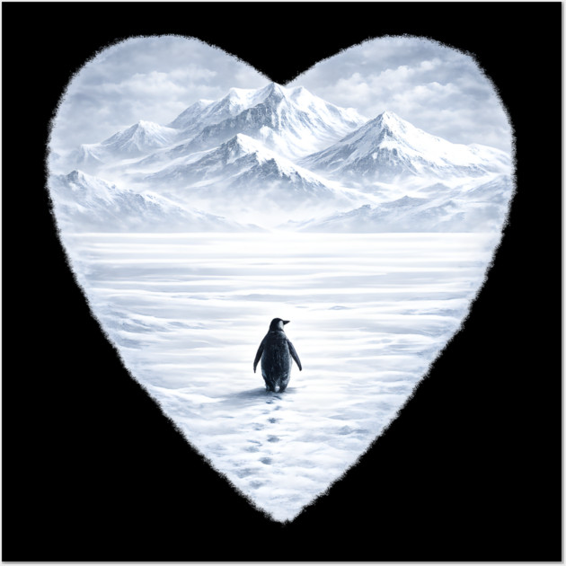 Antarctic Penguin Love Heart Wall Art by ArtistTee ⭐⭐⭐⭐⭐