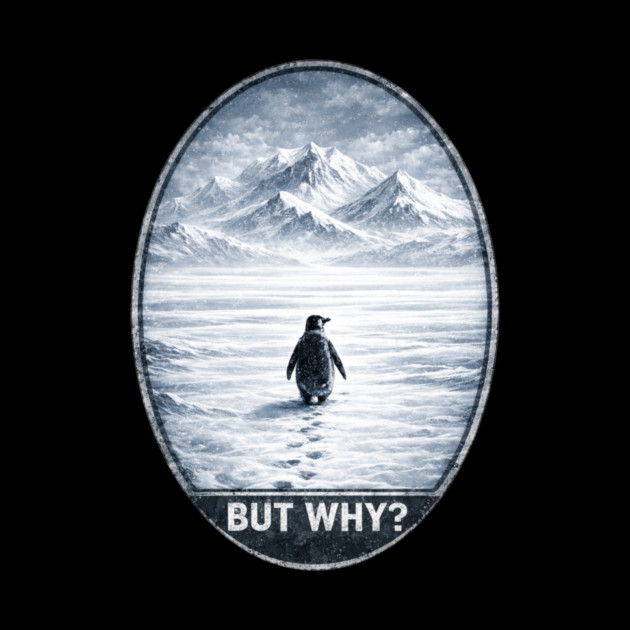 But Why Penguin On Ice Cold Mountain Scene by ArtistTee ⭐⭐⭐⭐⭐
