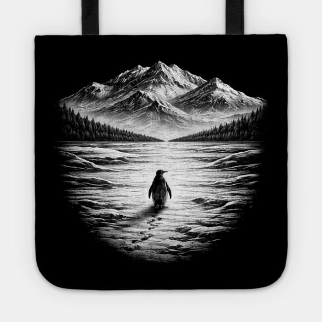 Follow Me Penguin Mountains Nature Adventure Tote by ArtistTee ⭐⭐⭐⭐⭐
