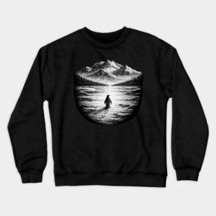 Follow Me Penguin Mountains Nature Adventure Crewneck Sweatshirt