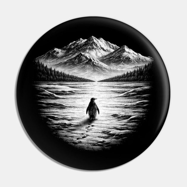 Follow Me Penguin Mountains Nature Adventure Pin by ArtistTee ⭐⭐⭐⭐⭐