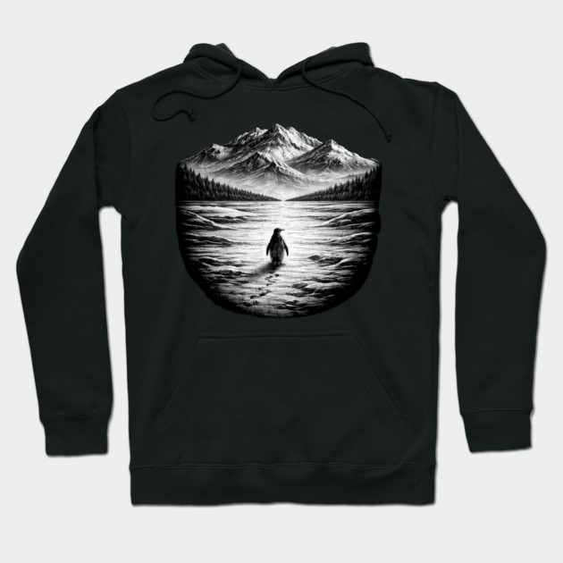 Follow Me Penguin Mountains Nature Adventure Hoodie by ArtistTee ⭐⭐⭐⭐⭐