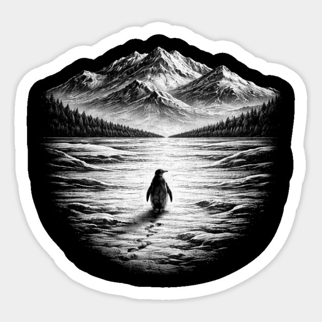 Follow Me Penguin Mountains Nature Adventure Sticker by ArtistTee ⭐⭐⭐⭐⭐