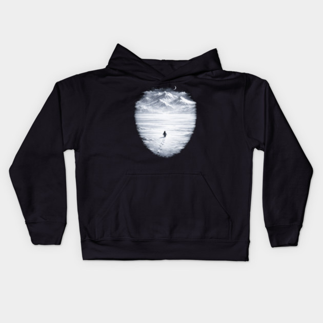 Lone Penguin Mountains Winter Trek Kids Hoodie by ArtistTee ⭐⭐⭐⭐⭐