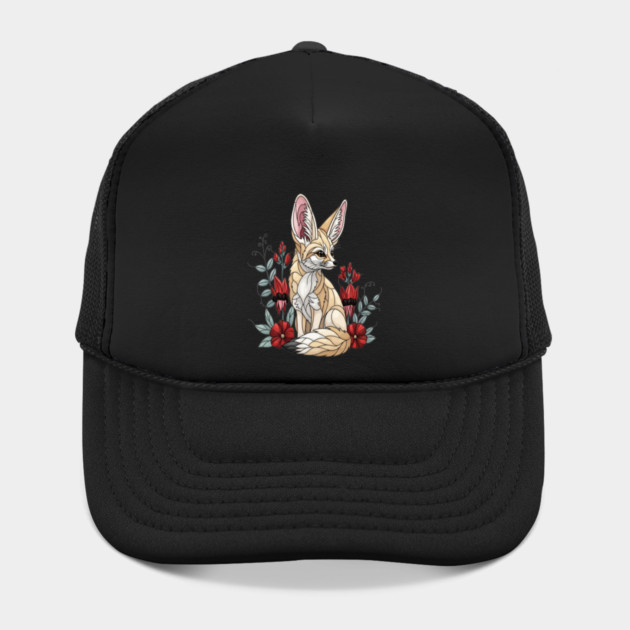 Fennec Fox Stained Glass Botanical Illustration by BirdsnStuff