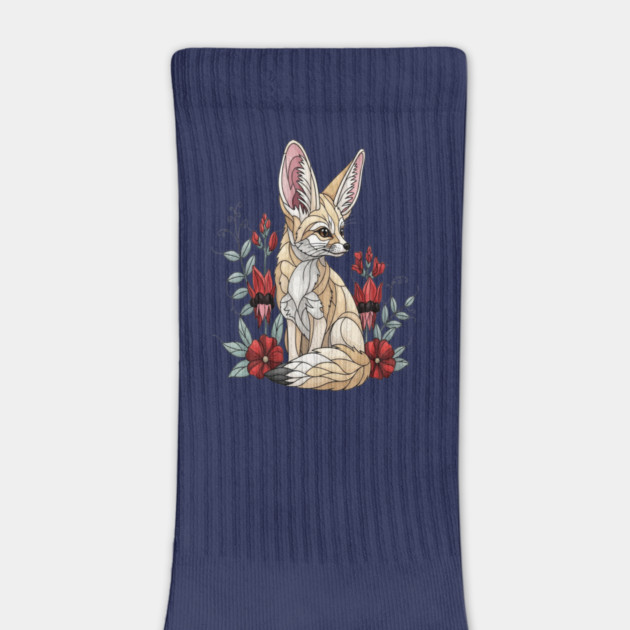 Fennec Fox Stained Glass Botanical Illustration by BirdsnStuff