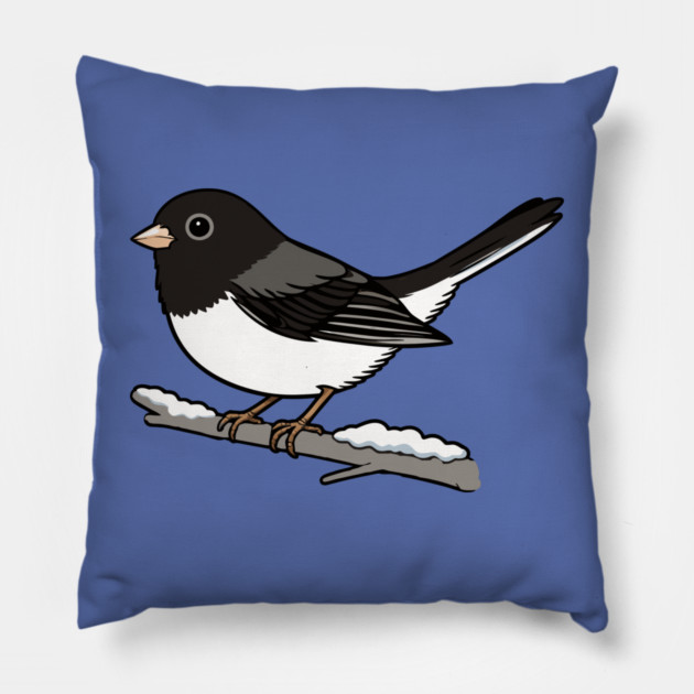 Snowbird Dark-Eyed Junco on Branch Pillow by DonWillisJrArt
