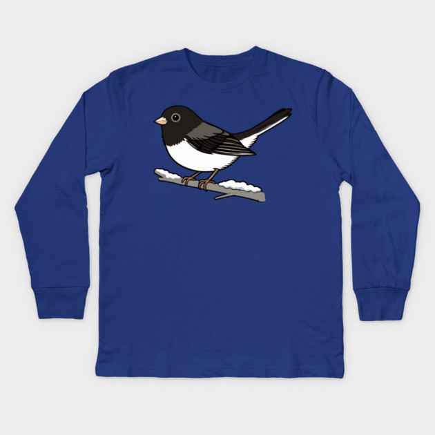 Snowbird Dark-Eyed Junco on Branch Kids Long Sleeve T-Shirt by DonWillisJrArt