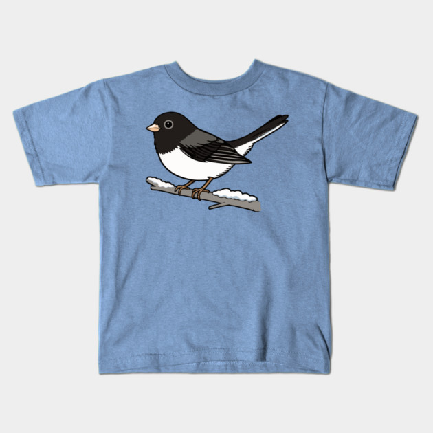 Snowbird Dark-Eyed Junco on Branch Kids T-Shirt by DonWillisJrArt