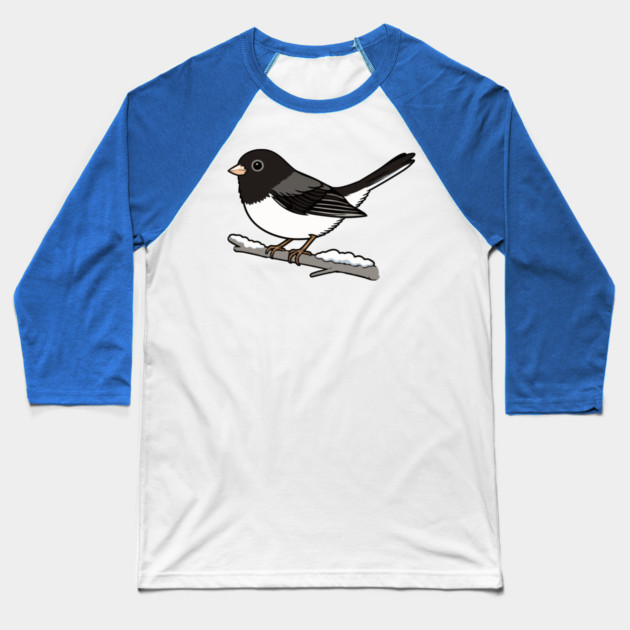 Snowbird Dark-Eyed Junco on Branch Baseball T-Shirt by DonWillisJrArt