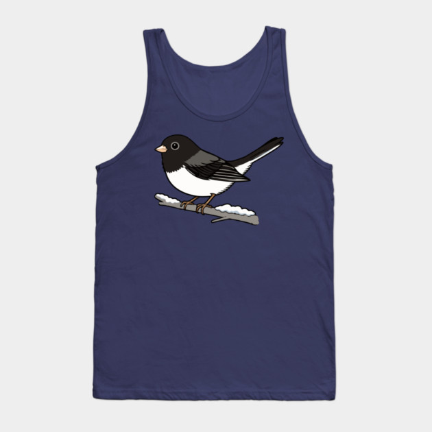 Snowbird Dark-Eyed Junco on Branch Tank Top by DonWillisJrArt