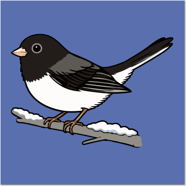 Snowbird Dark-Eyed Junco on Branch Wall Art by DonWillisJrArt