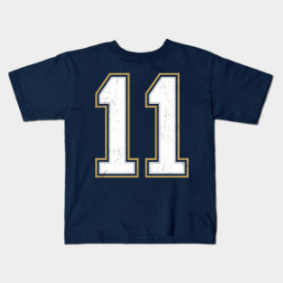 Aesthetic Gold Number 11 Varsity Sport Sticker Gift Kids T-Shirt
