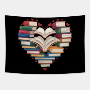 Book Lover Librarian - Books Heart Valentine Tapestry