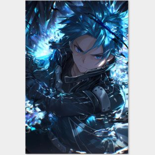 Kirito Sword Art Online Blue Cyber Energy Hero Posters and Art