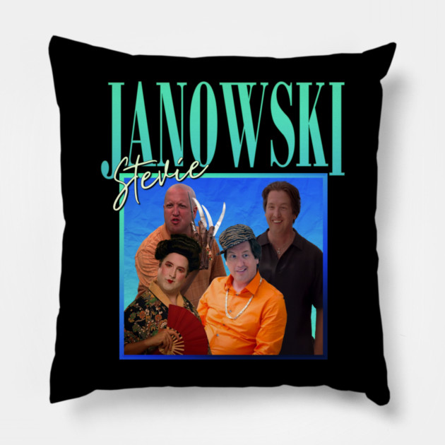 Stevie Janowski // Retro Throwback Design Pillow by Tv Moments