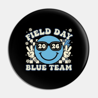Field Day 2026 Blue Team Retro Smiley Pin