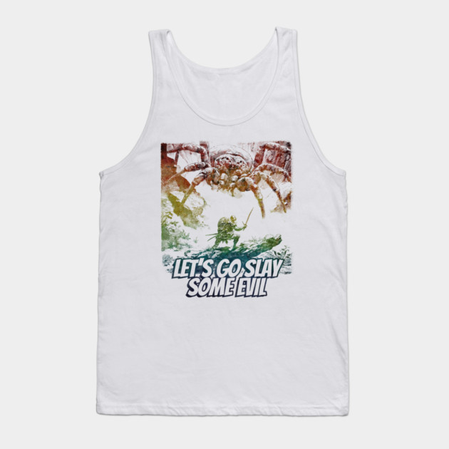"Let's Go Slay Some Evil" Vintage Barbarian Fantasy Tank Top by Nonstop Shirts