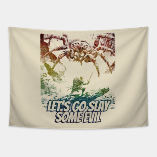 "Let's Go Slay Some Evil" Vintage Barbarian Fantasy Tapestry