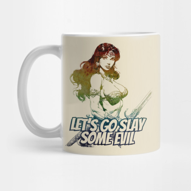 "Let's Go Slay Some Evil" Vintage Barbarian Fantasy by Nonstop Shirts