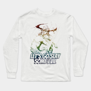 "Let's Go Slay Some Evil" Vintage Barbarian Fantasy Long Sleeve T-Shirt
