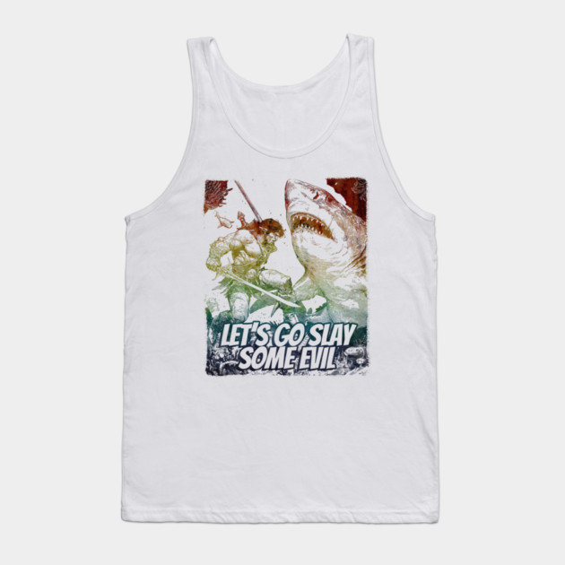 "Let's Go Slay Some Evil" Vintage Barbarian Fantasy Tank Top by Nonstop Shirts