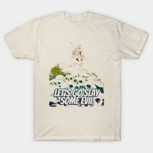 "Let's Go Slay Some Evil" Vintage Barbarian Fantasy T-Shirt by Nonstop Shirts