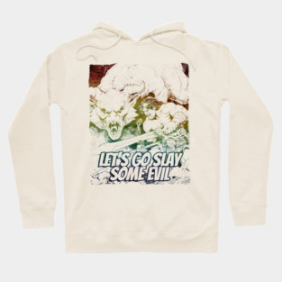 "Let's Go Slay Some Evil" Vintage Barbarian Fantasy Hoodie