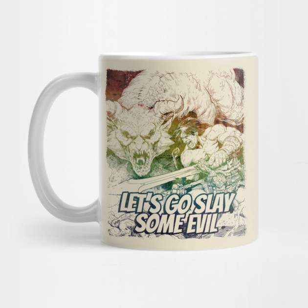 "Let's Go Slay Some Evil" Vintage Barbarian Fantasy by Nonstop Shirts