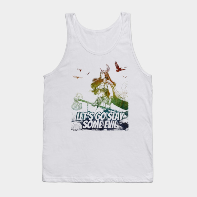 "Let's Go Slay Some Evil" Vintage Barbarian Fantasy Tank Top by Nonstop Shirts