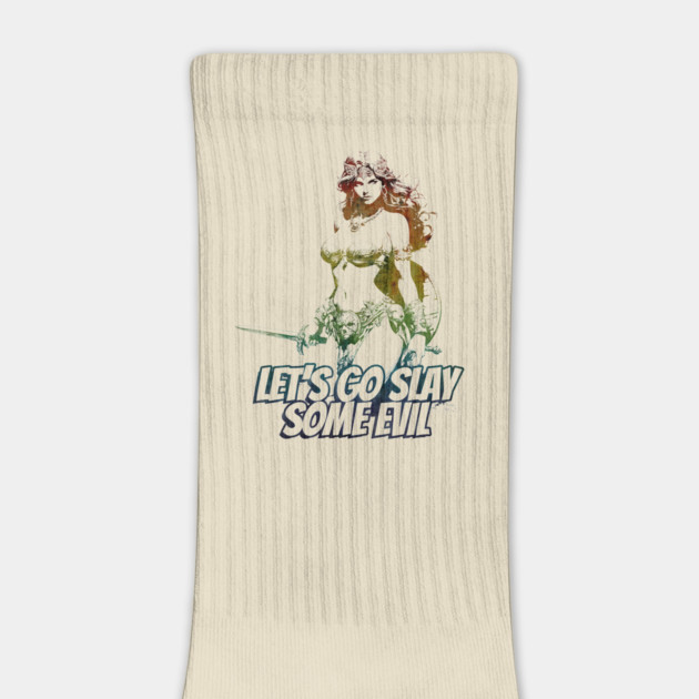 "Let's Go Slay Some Evil" Vintage Barbarian Fantasy Warrior by Nonstop Shirts