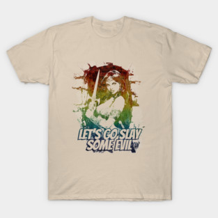 "Let's Go Slay Some Evil" Vintage Barbarian Fantasy T-Shirt