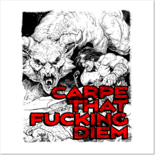 "Carpe That F*cking Diem" Vintage Barbarian Fantasy Posters and Art