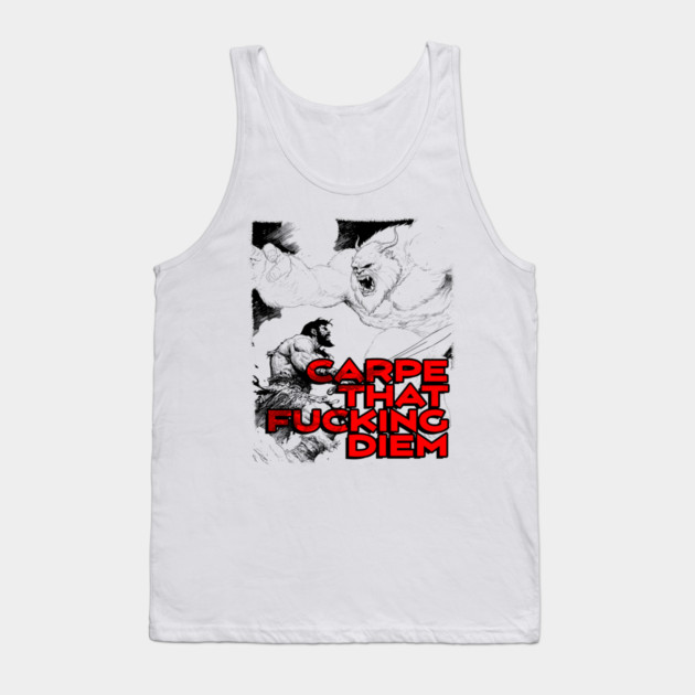 "Carpe That F*cking Diem" Vintage Barbarian Fantasy Tank Top by Nonstop Shirts