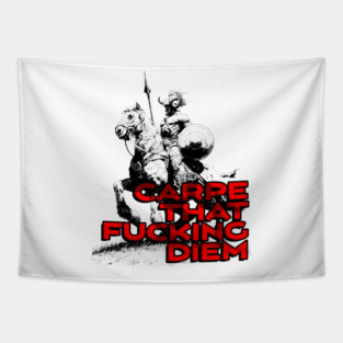 "Carpe That F*cking Diem" Vintage Barbarian Fantasy Tapestry