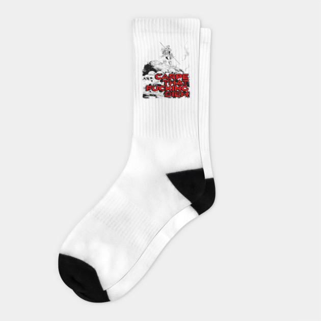 "Carpe That F*cking Diem" Vintage Barbarian Fantasy Socks by Nonstop Shirts